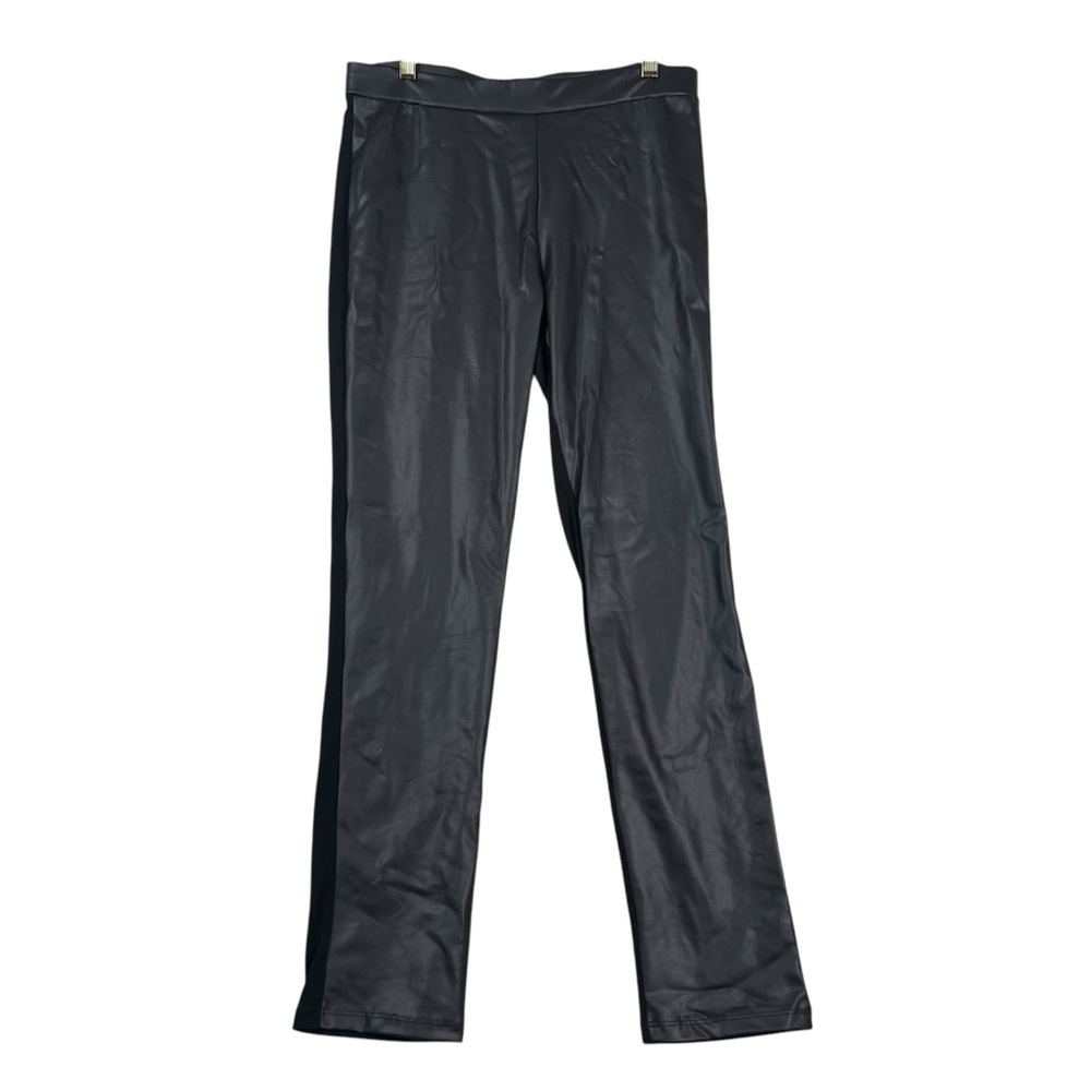 Clara Sun Woo Women Faux Leather Leggings Black Stretch Size XL Pullon Pants EUC